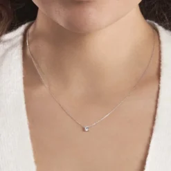 Collier Ponama Or Blanc Oxyde De Zirconium