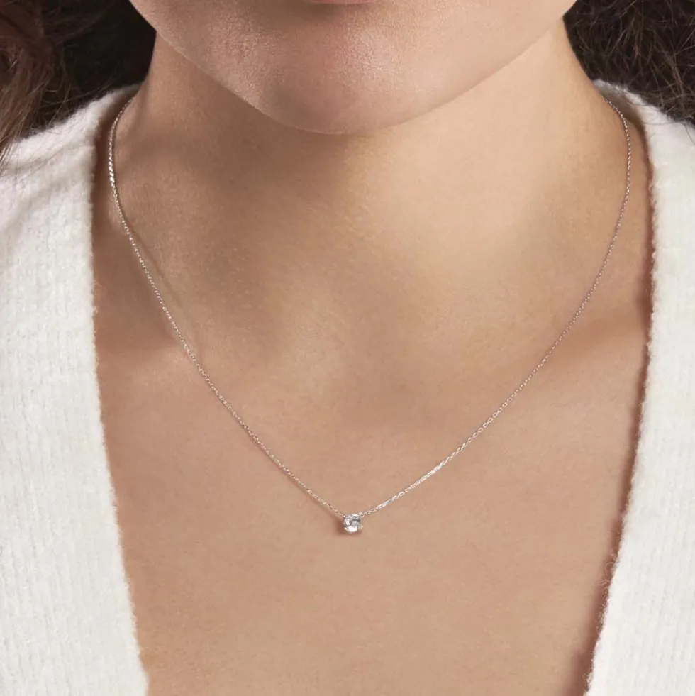 Collier Ponama Or Blanc Oxyde De Zirconium