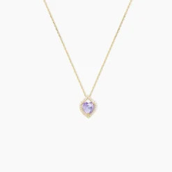 Collier Rosaline Or Jaune Amethyste Et Oxyde De Zirconium