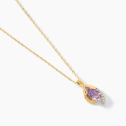 Collier Sagesse Or Jaune Améthyste Oxyde De Zirconium