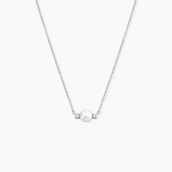 Collier Sari Argent Blanc Perle De Culture Oxyde De Zirconium