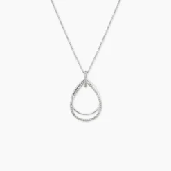 Collier Sautoir Paolino Argent Blanc Oxyde De Zirconium