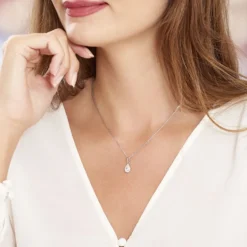 Collier Silvette Argent Blanc Oxyde De Zirconium