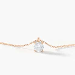Collier Solitaire Argent Rose Lylwenn Oxyde De Zirconium