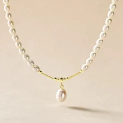 Collier Stella-rose Or Jaune Perle De Culture