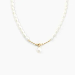 Collier Stella-rose Or Jaune Perle De Culture
