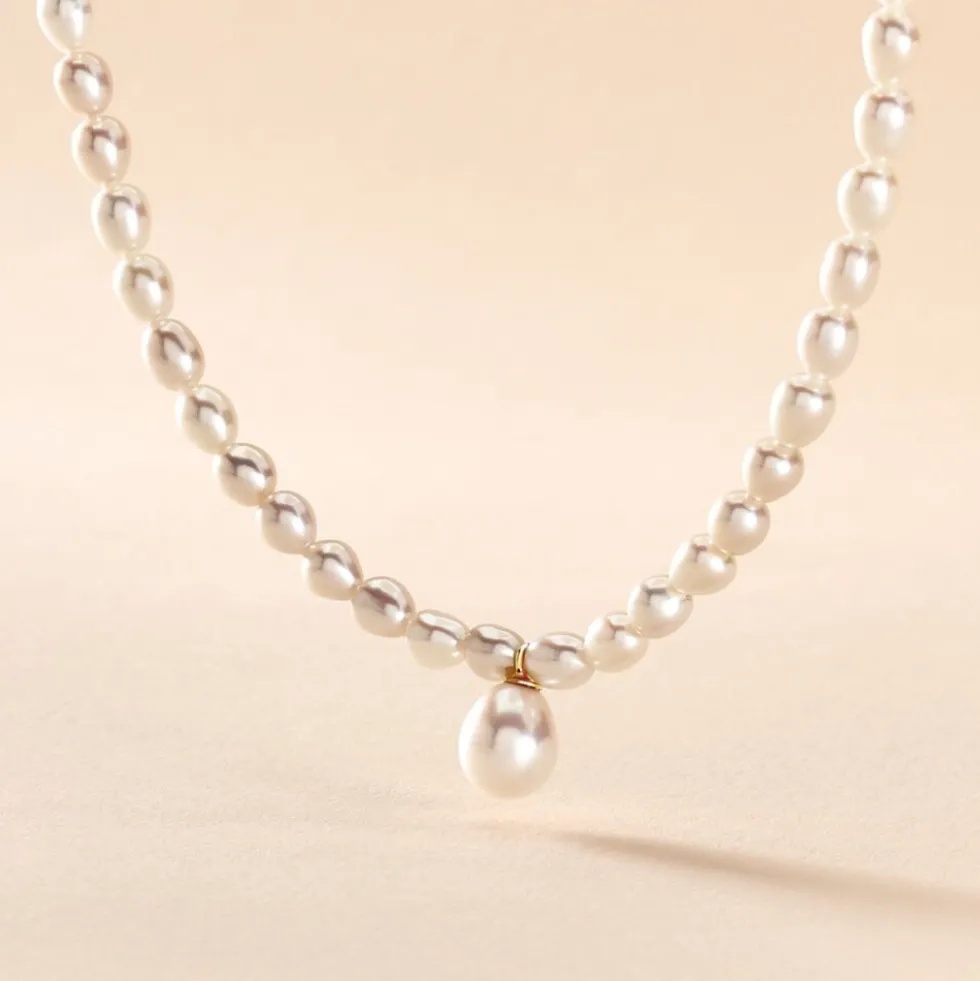 Collier Stella-rose Or Jaune Perle De Culture