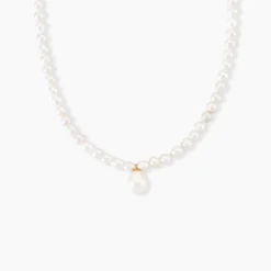 Collier Stella-rose Or Jaune Perle De Culture