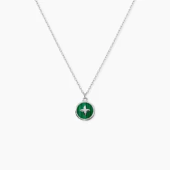 Collier Talismania Argent Blanc Malachite
