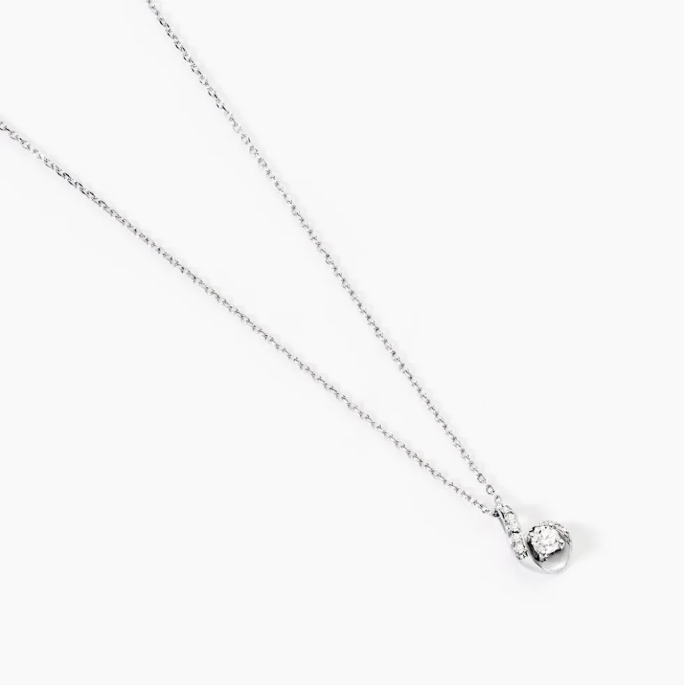Collier Vrille Accompagnee Or Blanc Diamant