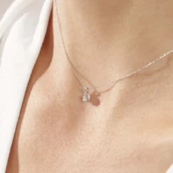 Collier Vrille Accompagnee Or Blanc Diamant