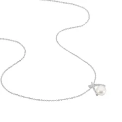 Collier Yacinthe Argent Blanc Perle De Culture Et Oxyde De Zirconium