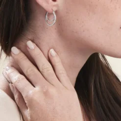 Créoles Argent Blanc Linnette Oxydes De Zirconium
