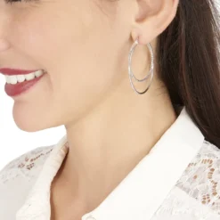 Créoles Argent Blanc Marjorie