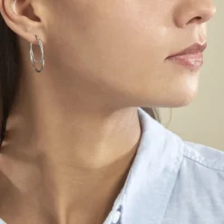 Créoles Argent Blanc Marjorie