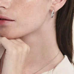 Créoles Classique Argent Blanc Jussi Oxyde De Zirconium