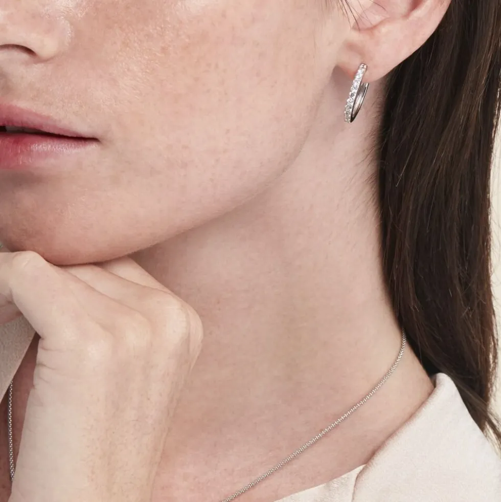 Créoles Classique Argent Blanc Jussi Oxyde De Zirconium