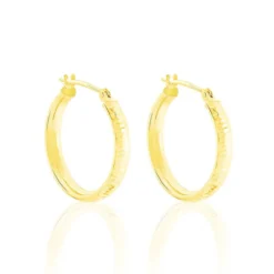 Créoles Dea Diamantees Fil Plat Or Jaune