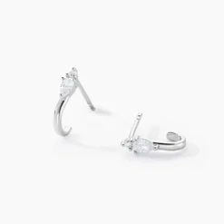Créoles Desert Argent Blanc Oxyde De Zirconium