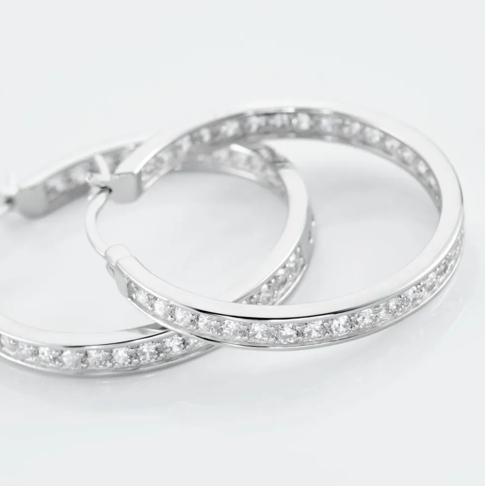 Créoles Django Argent Blanc Oxyde De Zirconium