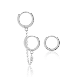 Créoles Dépareillées Suri Argent Blanc Oxyde De Zirconium