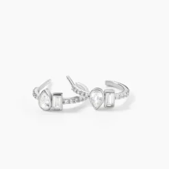 Créoles Dua Argent Blanc Oxyde De Zirconium