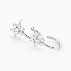 Créoles Galliane Argent Blanc Oxyde De Zirconium