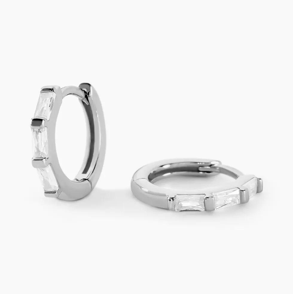 Créoles Gladdie Argent Blanc Oxyde De Zirconium