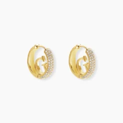 Créoles Guess Crazy Earrings Acier Jaune Oxyde De Zirconium