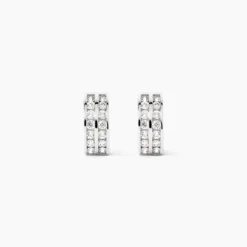 Créoles Jacobee Rondes Or Blanc Oxyde De Zirconium