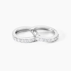 Créoles Jussi Argent Blanc Oxyde De Zirconium