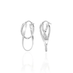 Créoles Luna Or Blanc Strass