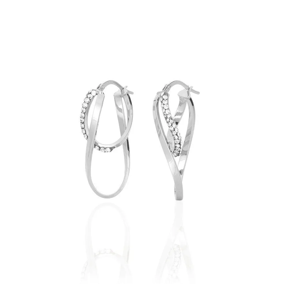 Créoles Luna Or Blanc Strass