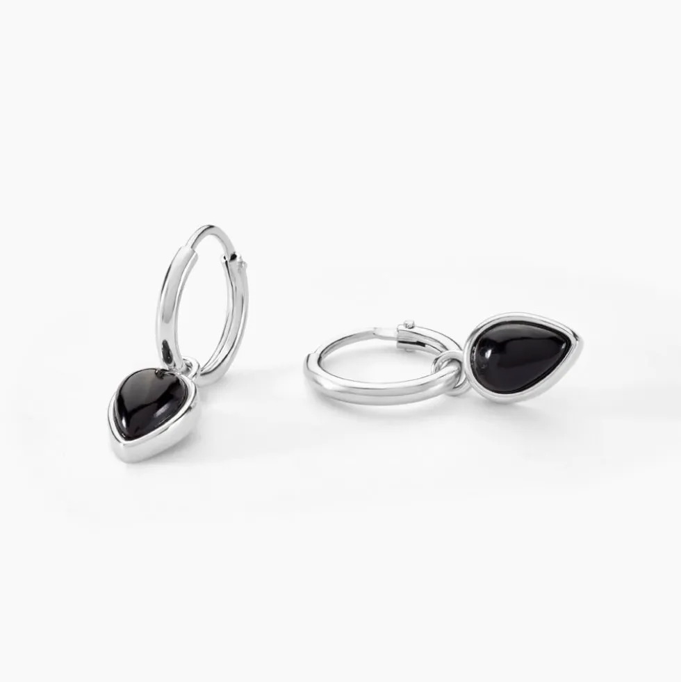 Créoles Mentissa Argent Blanc Agate