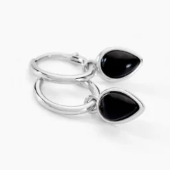 Créoles Mentissa Argent Blanc Agate