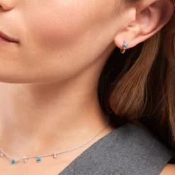 Créoles Ocean Argent Blanc Turquoise