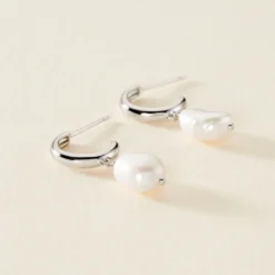 Créoles Petia Argent Blanc Perle De Culture