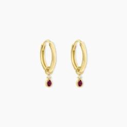 Créoles Poem Argent Jaune Rhodolite Oxyde De Zirconium