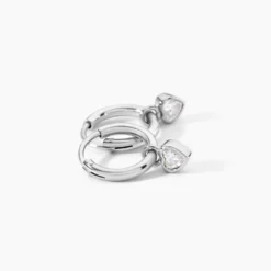 Créoles Querida Argent Blanc Oxyde De Zirconium