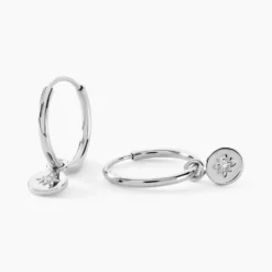 Créoles Rhoda Argent Blanc Oxyde De Zirconium