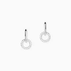 Créoles Riva Argent Blanc Oxyde De Zirconium