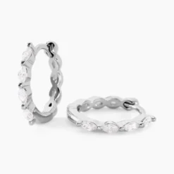 Créoles Servane Argent Blanc Oxyde De Zirconium