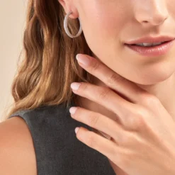 Créoles Suzel Argent Blanc Oxyde De Zirconium