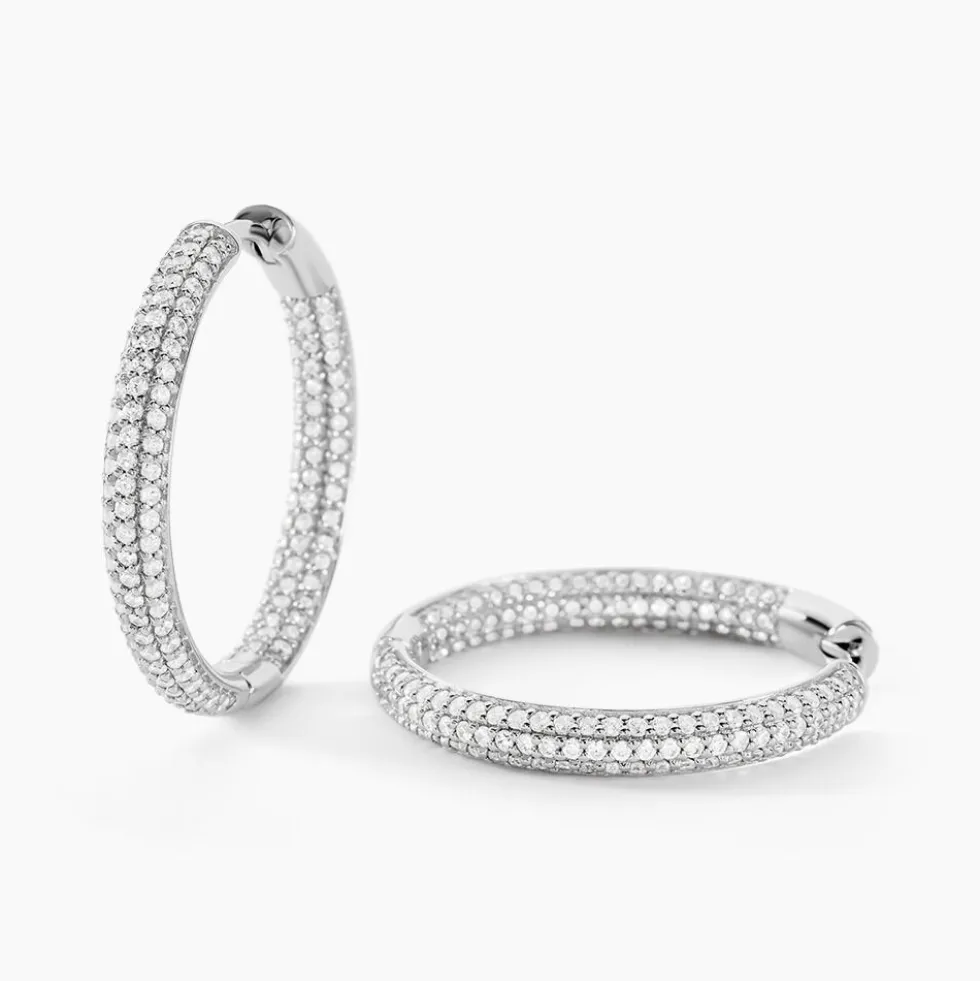 Créoles Suzel Argent Blanc Oxyde De Zirconium