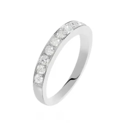 Demi-alliance Or Blanc Valentine Diamants Synthetique