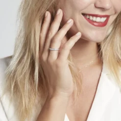 Demi-alliance Or Blanc Valentine Diamant Synthetique