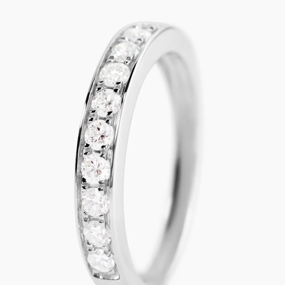Demi-alliance Or Blanc Valentine Diamants Synthetique