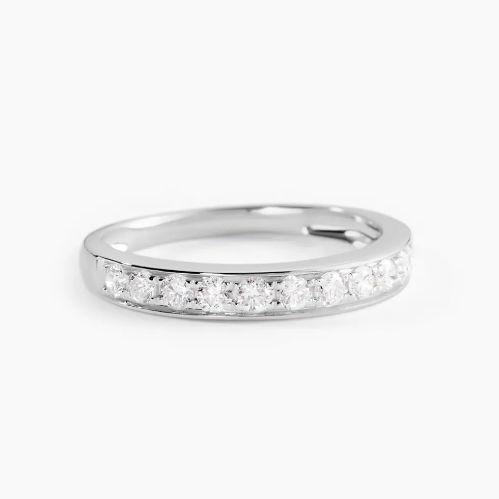 Demi-alliance Or Blanc Valentine Diamants Synthetique