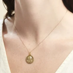 Medaille Or Jaune Ange Et Oiseau