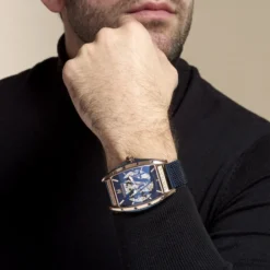 Montre Montignac Tonneau Automatique Bleu
